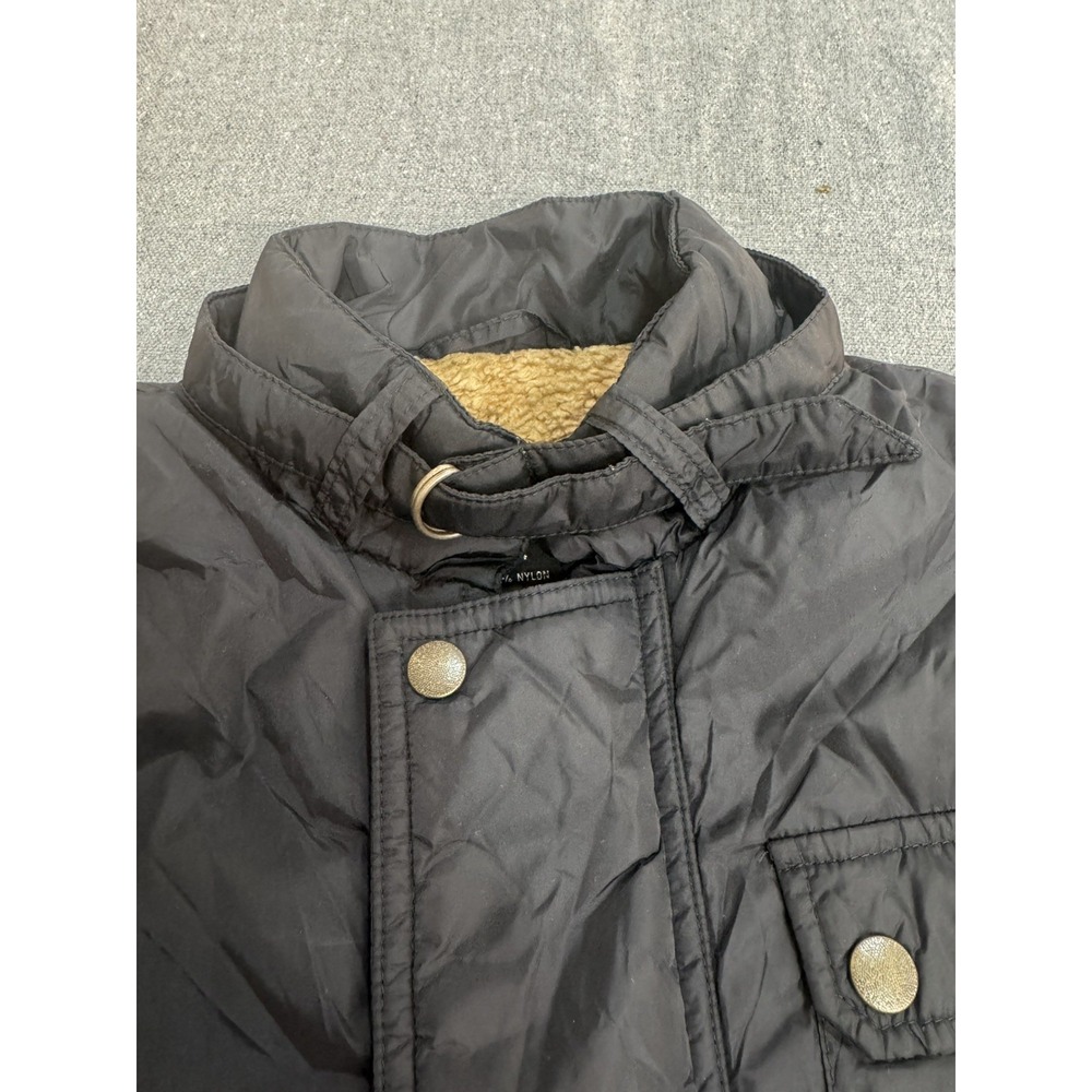 VTG Diesel Womens Black Bomber Jacket L Buckle Collar Zip Front - Picture 7 of 12